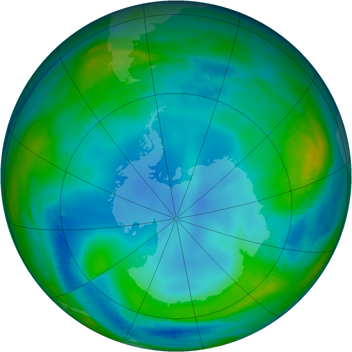 Antarctic ozone map for 01 July 2000